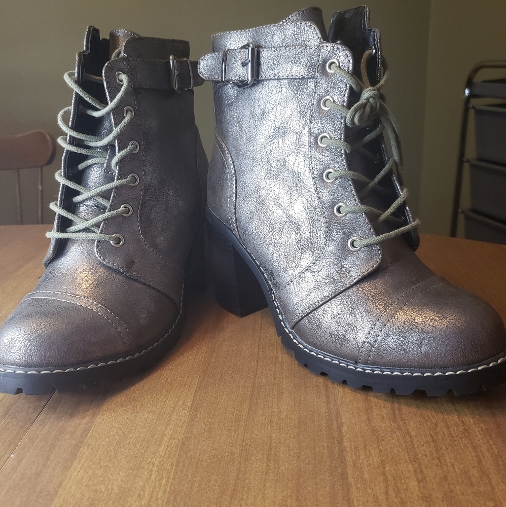 Metallic Combat Boots